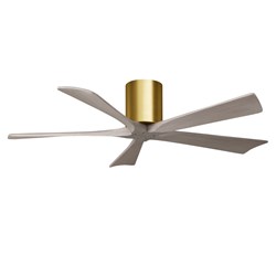 H Three-Blade Flush Mount Paddle Fan In Brushed Brass Finish