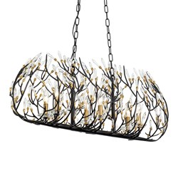 6-Lt Crystal Linear Pendant - Matte Black/French Gold 6-Lt Crystal Linear Pendant - Matte Black/French Gold
