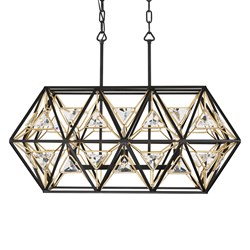 3-Lt Linear Pendant - Matte Black/French Gold 3-Lt Linear Pendant - Matte Black/French Gold