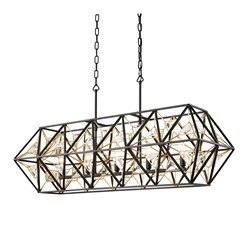 5-Lt Linear Pendant - Matte Black/French Gold 5-Lt Linear Pendant - Matte Black/French Gold