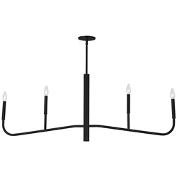 4 Light Incandescent Horizontal Chandelier, Matte Black 4 Light Incandescent Horizontal Chandelier, Matte Black