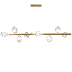 8 Light Halogen Horizontal Pendant, Aged Brass W/ Clear Glass 8 Light Halogen Horizontal Pendant, Aged Brass W/ Clear Glass