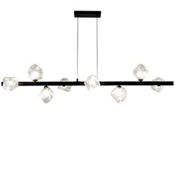 8 Light Halogen Horizontal Pendant, Matte Black W/ Clear Glass 8 Light Halogen Horizontal Pendant, Matte Black W/ Clear Glass