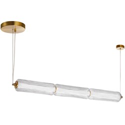 30W Led Horizontal Pendant, Aged Brass With Clear Fluted Glass 30W Led Horizontal Pendant, Aged Brass With Clear Fluted Glass