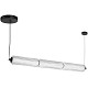 30W Led Horizontal Pendant, Matte Black With Clear Fluted Glass